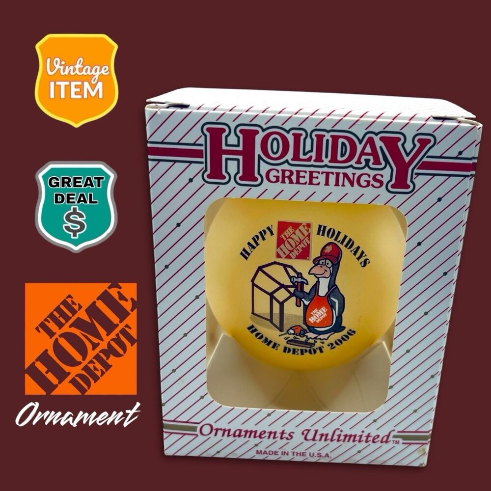 Vintage Home Depot Christmas Penguin Ornament Happy Holidays! Made In The USA!